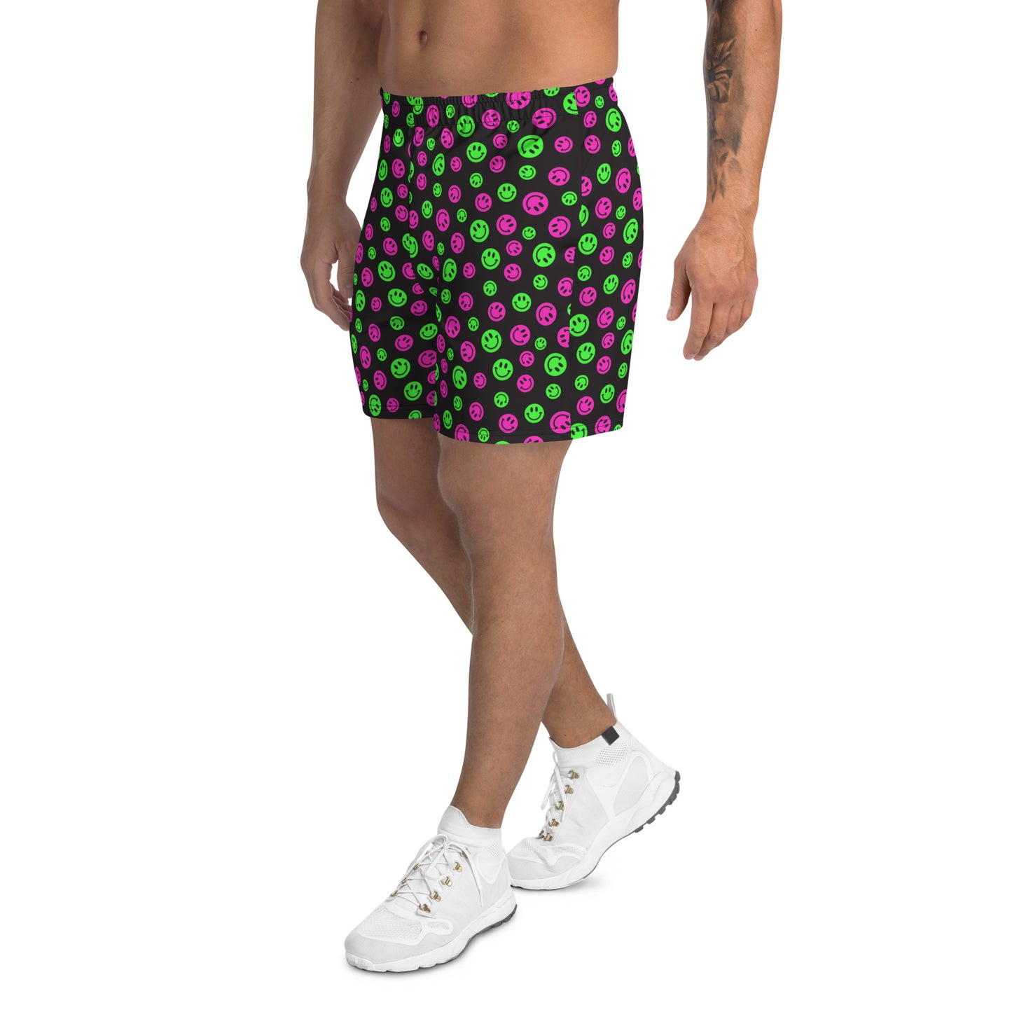 Pink & Green Smiles Men's Athletic Shorts