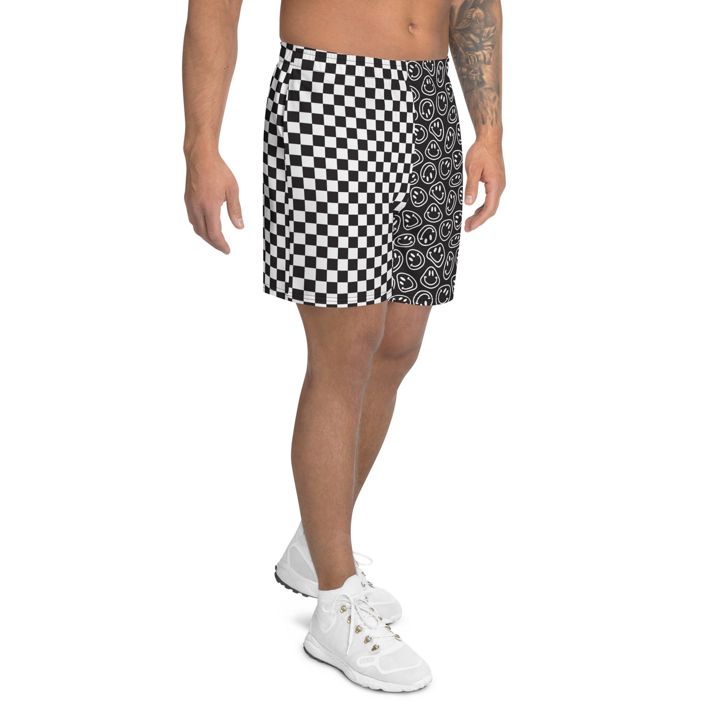 B&W Smiles Checkered Men's Athletic Shorts