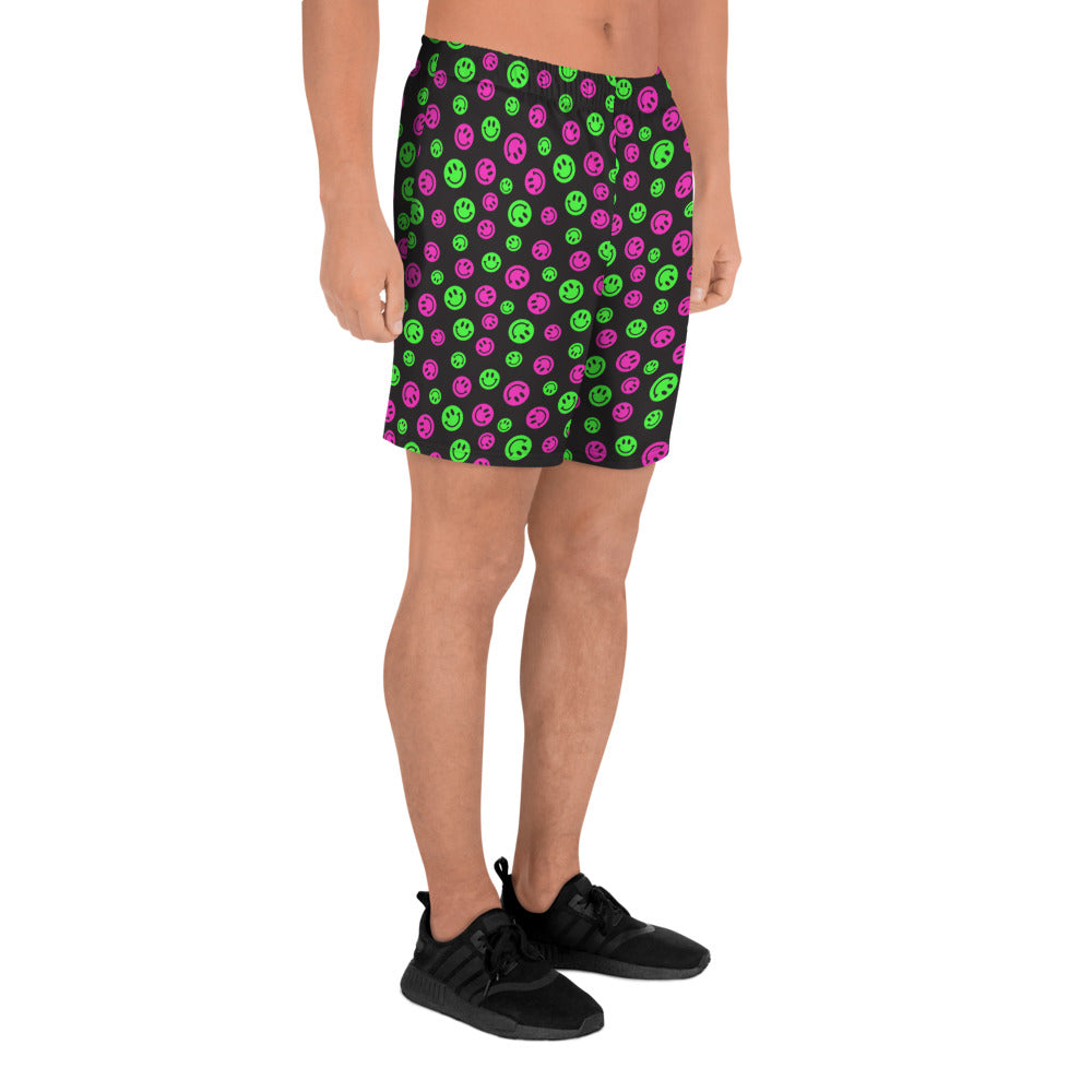 Pink & Green Smiles Men's Athletic Shorts