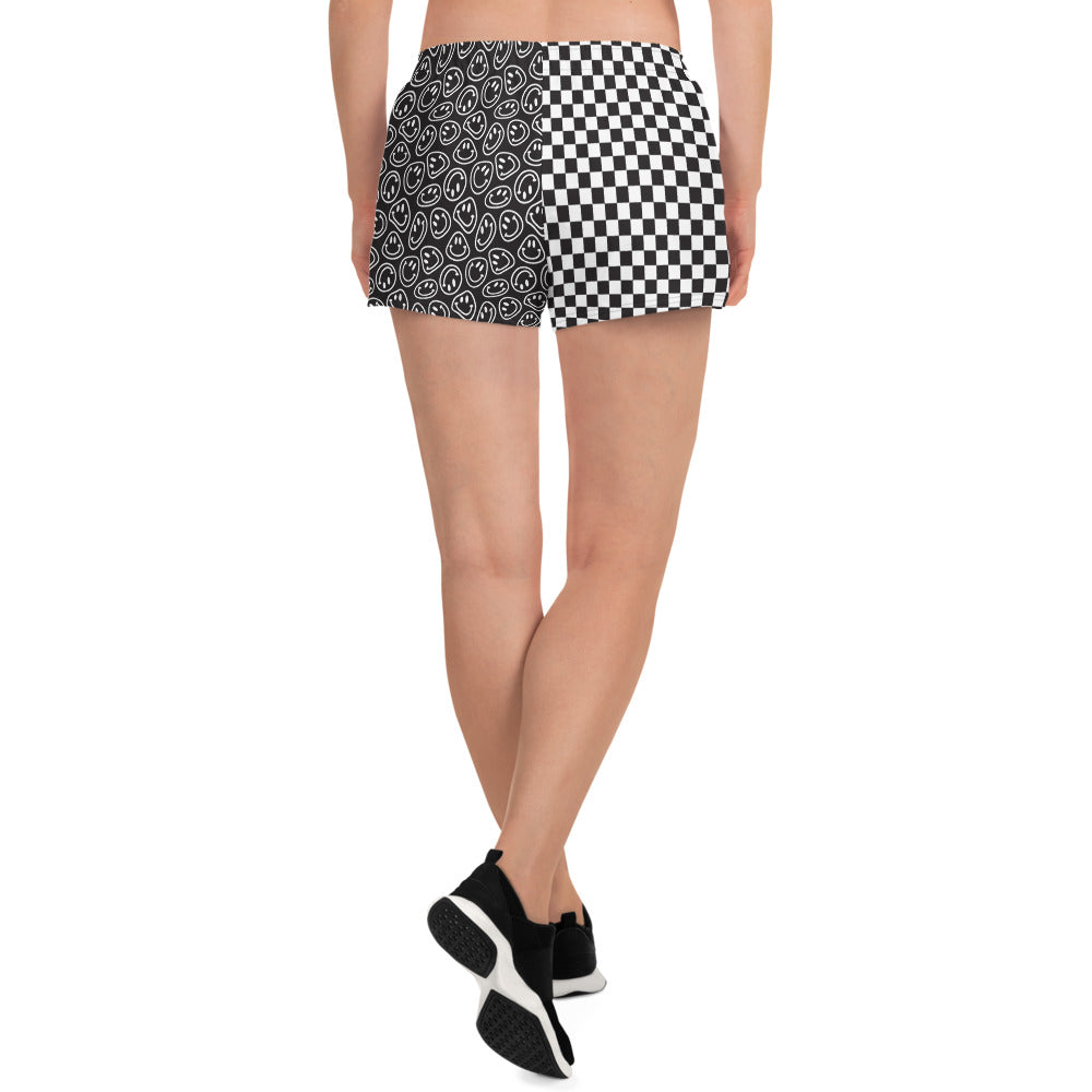 B&W Smiles Checkered Women’s Athletic Shorts