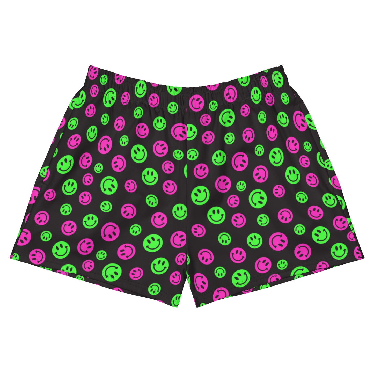 Pink & Green Smiles Women's Athletic Shorts