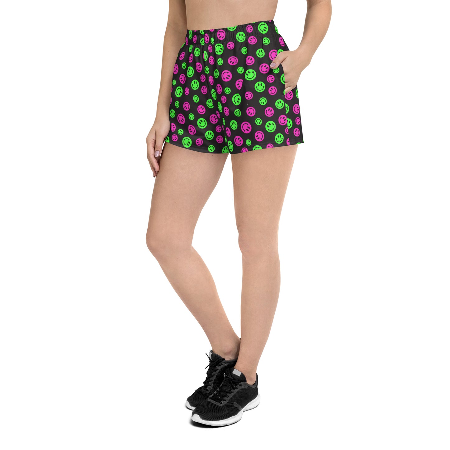 Pink & Green Smiles Women's Athletic Shorts