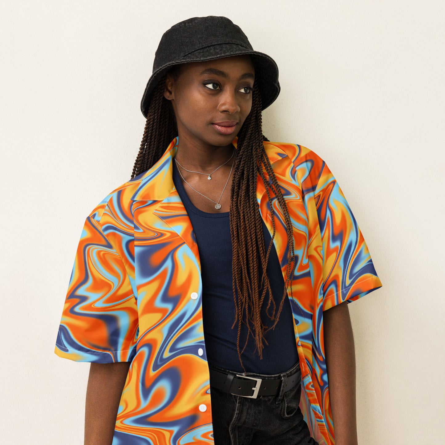 Orange Swirl Button Shirt