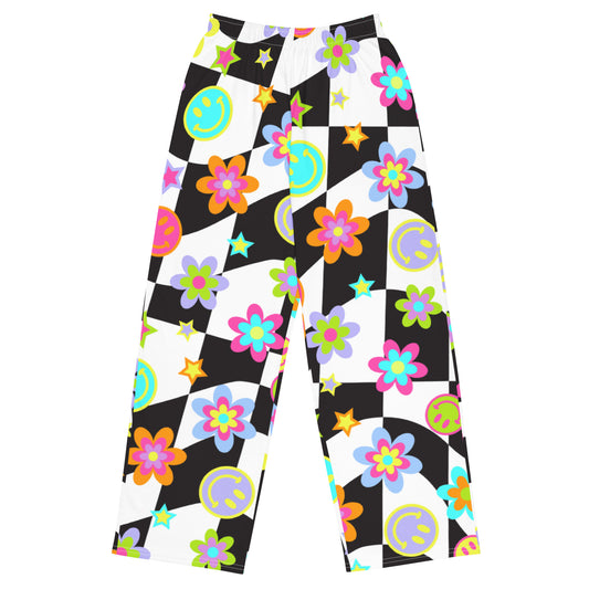 Groovy Checker Unisex Wide-Leg Pants