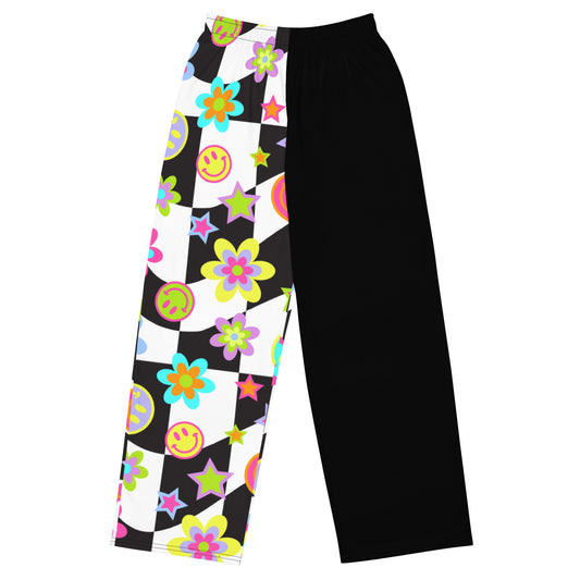 Groovy Checker Split Unisex Wide-Leg Pants