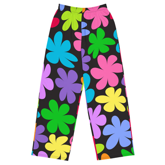 Rainbow Flowers Unisex Wide-Leg Pants