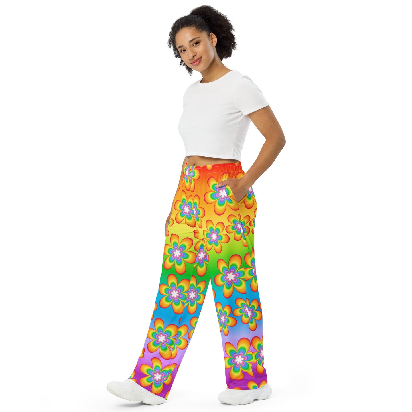 Rainbow Bloom Unisex Wide-Leg Pants