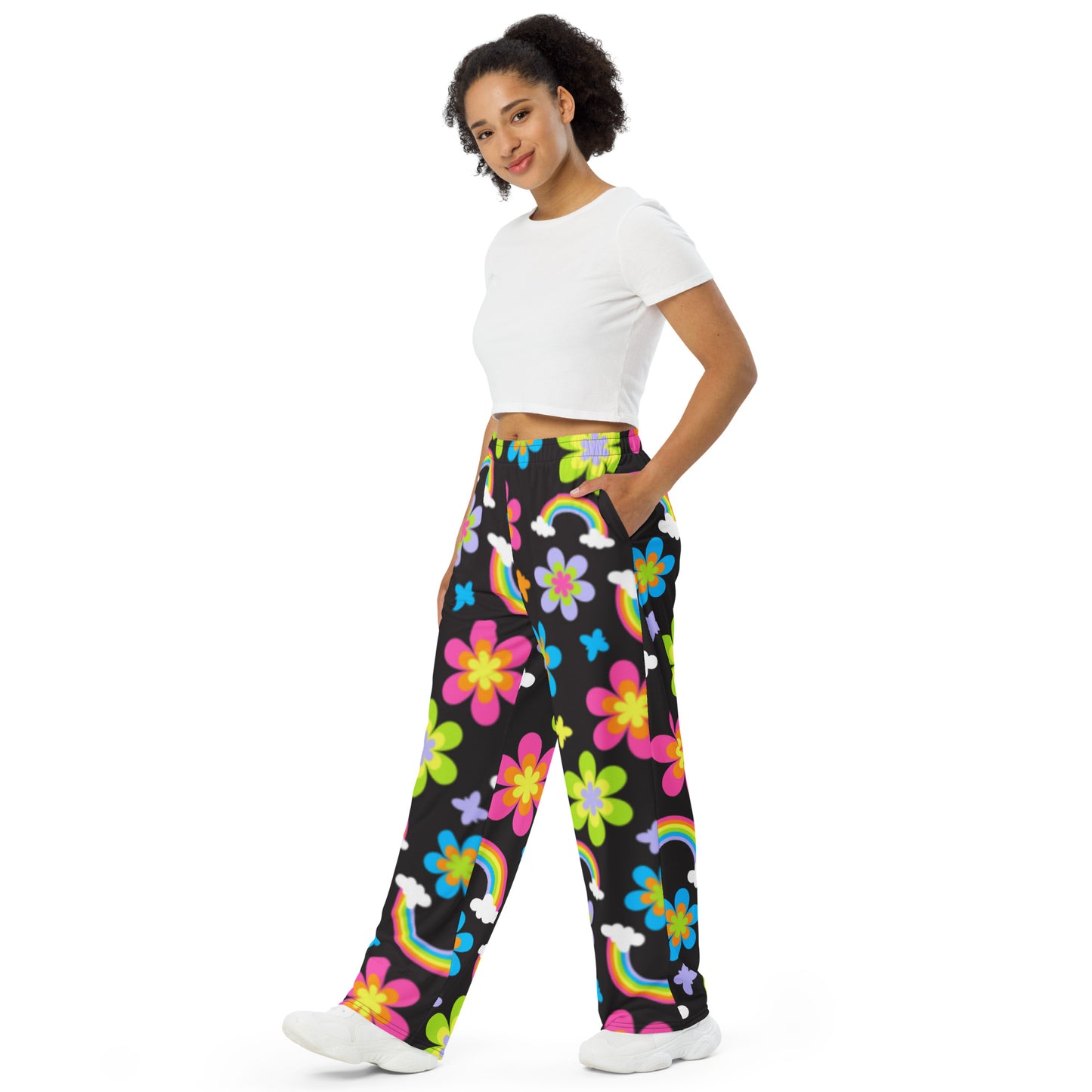 Funky Town Black Unisex Wide-Leg Pants