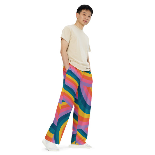 Retro Rainbow Unisex Wide-Leg Pants