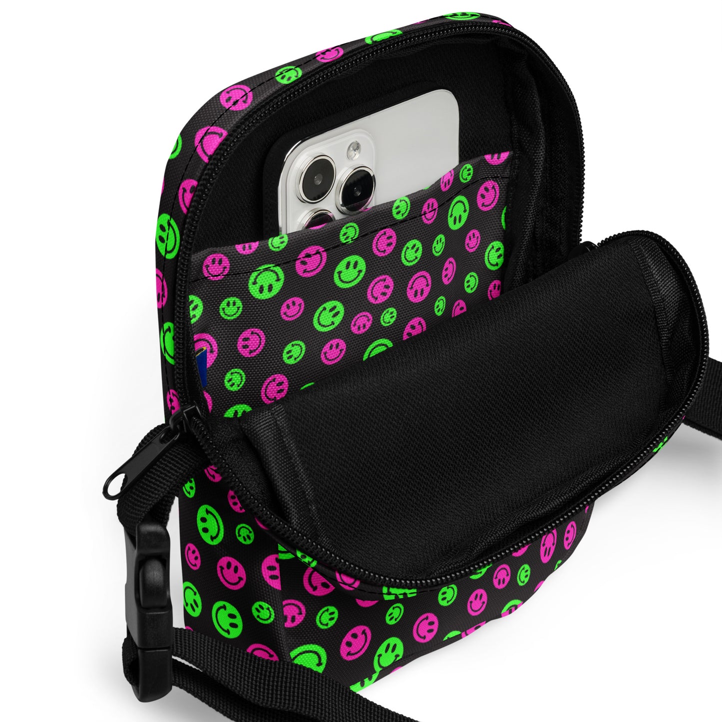 Pink & Green Smiles Crossbody Bag