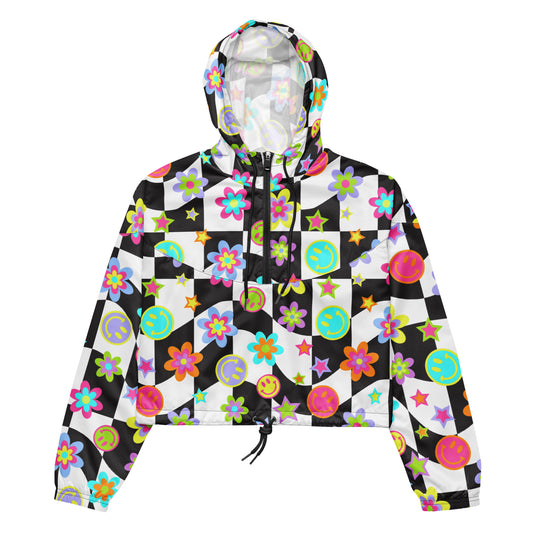 Groovy Checker Cropped Windbreaker