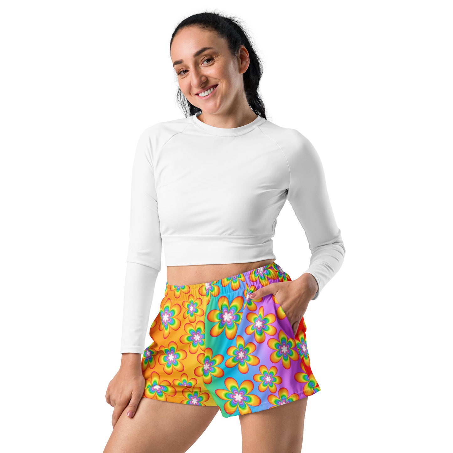 Rainbow Bloom Women’s Athletic Shorts