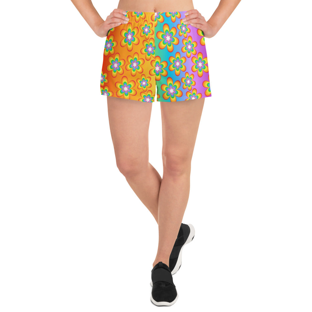 Rainbow Bloom Women’s Athletic Shorts