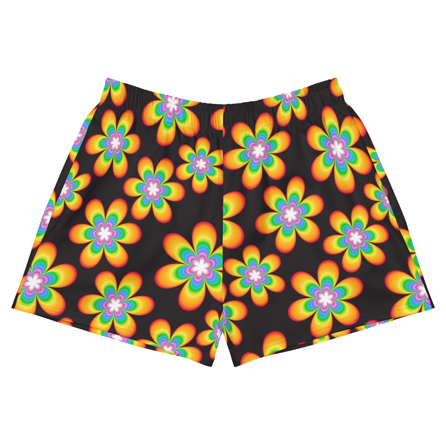 Rainbow Bloom Black Women’s Athletic Shorts