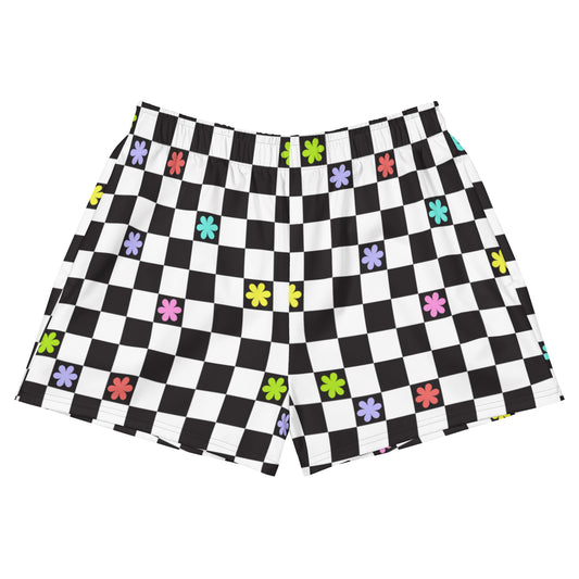 Checkered Flowers Women’s Athletic Shorts