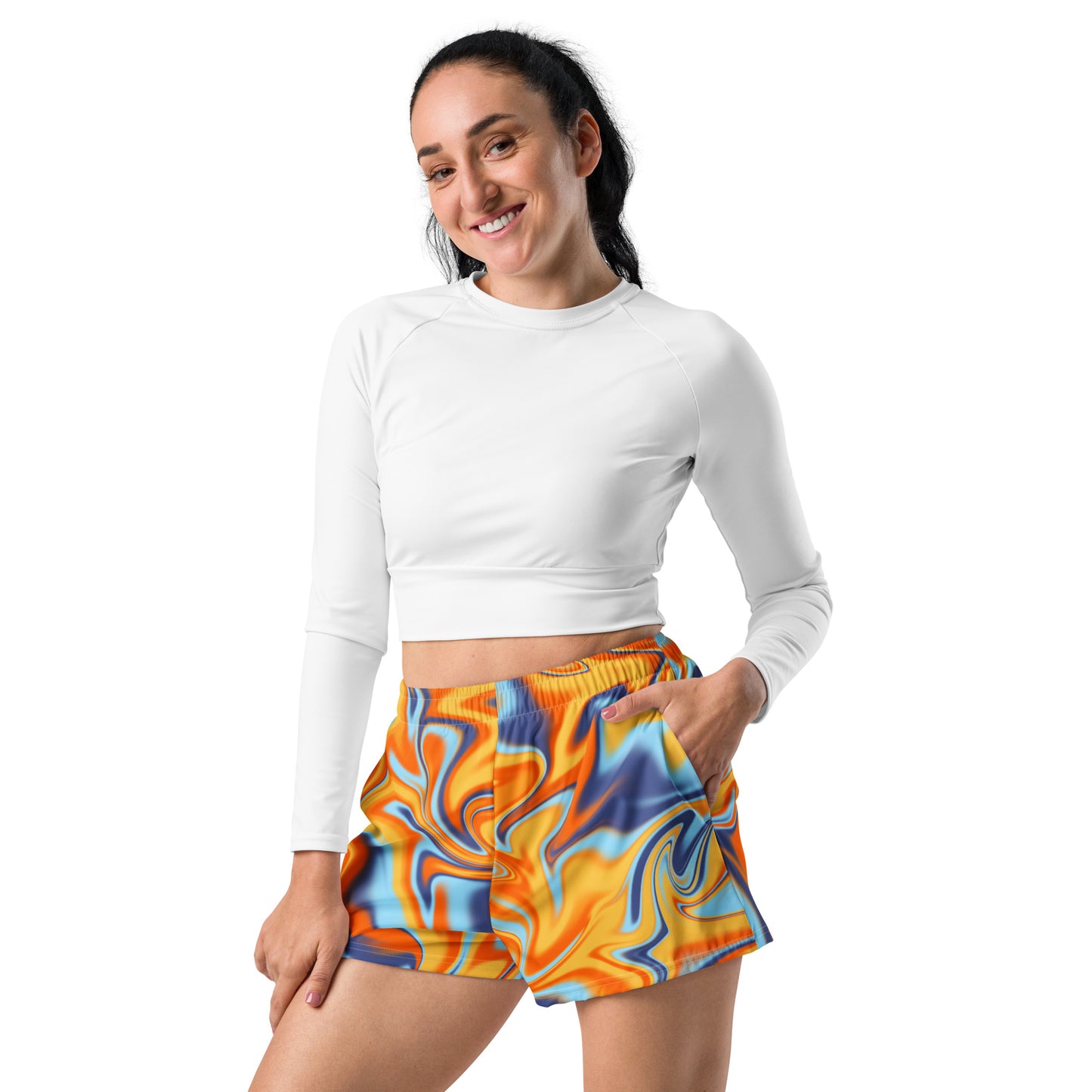 Orange Swirl Women’s Athletic Shorts