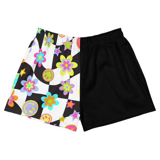 Groovy Checker Split Women’s Athletic Shorts