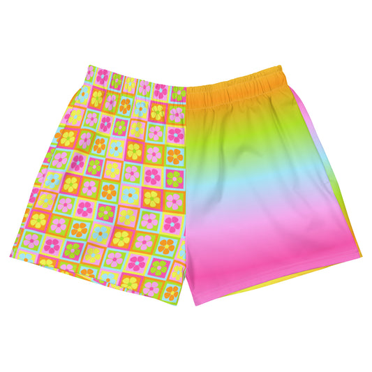 Full Bloom Rainbow Tie Dye Women’s Athletic Shorts