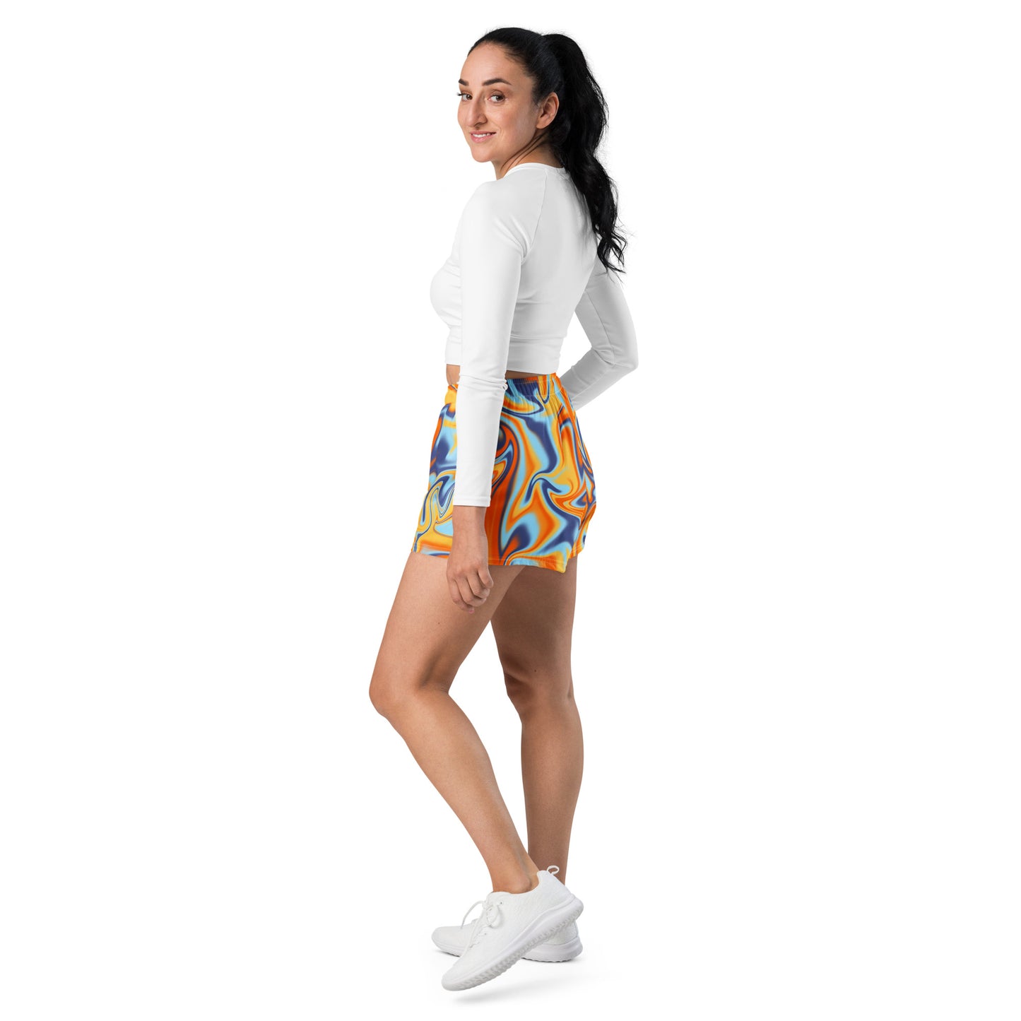 Orange Swirl Women’s Athletic Shorts