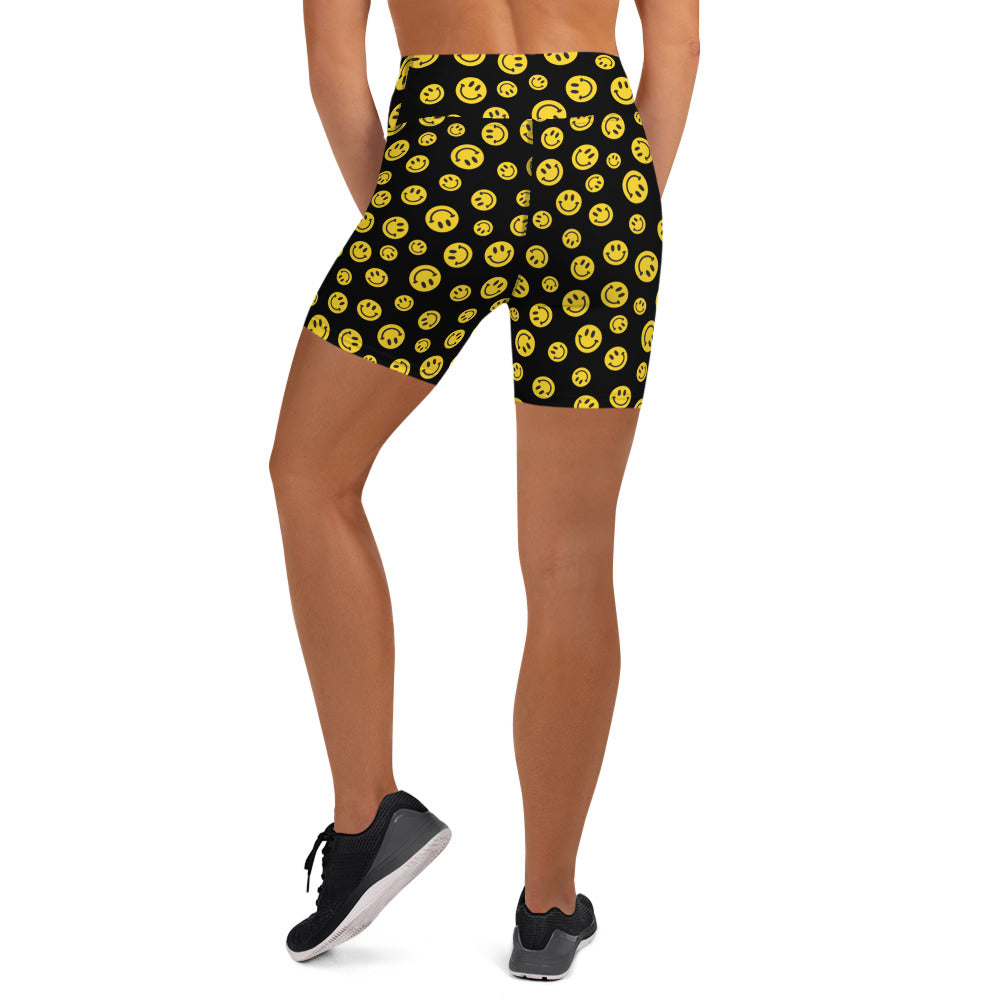 Yellow Smile Yoga Shorts