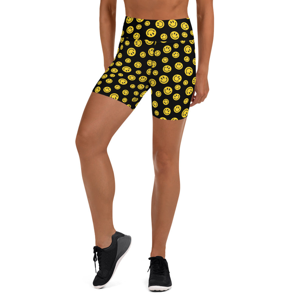 Yellow Smile Yoga Shorts