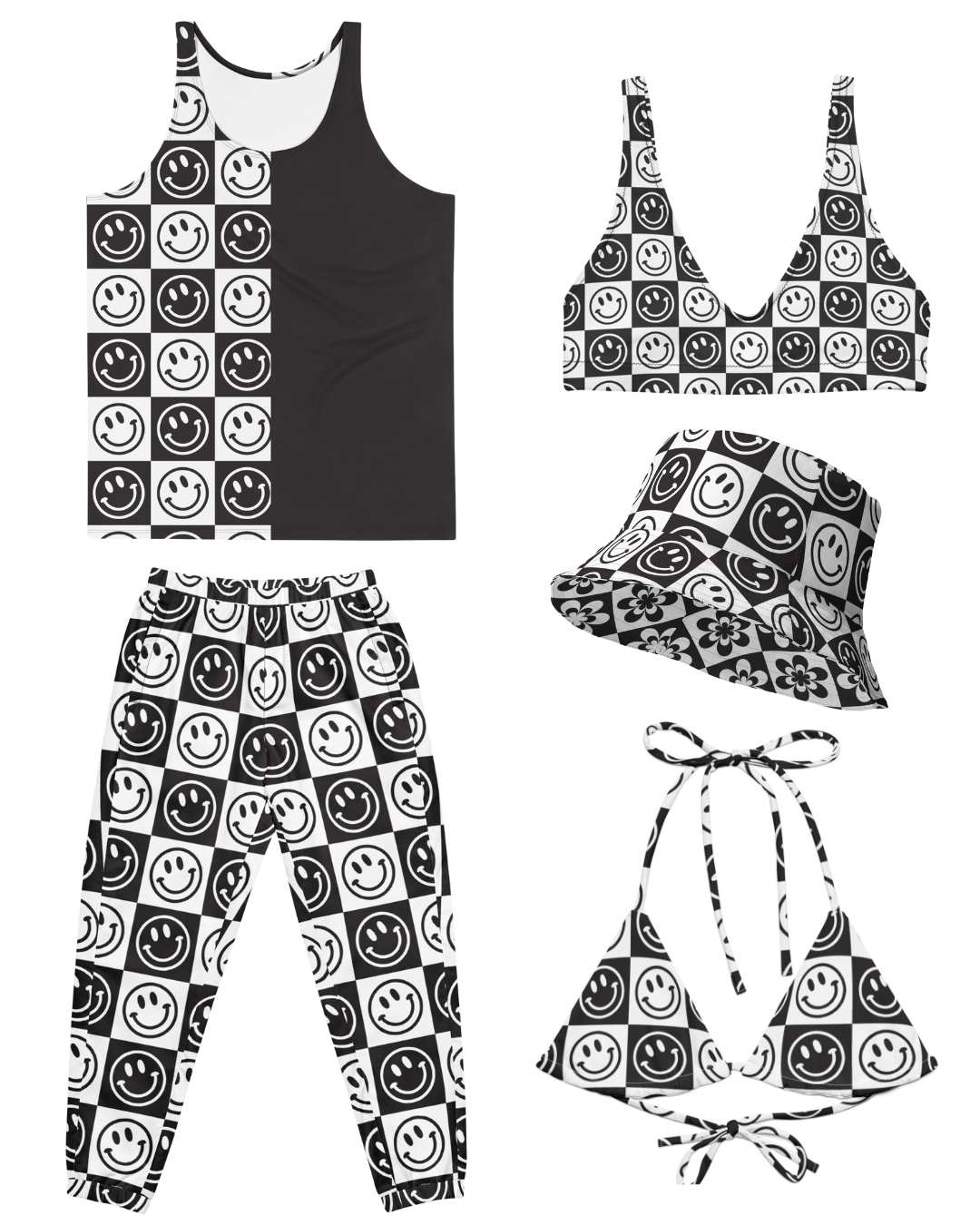 B&W Checker Smile Joggers