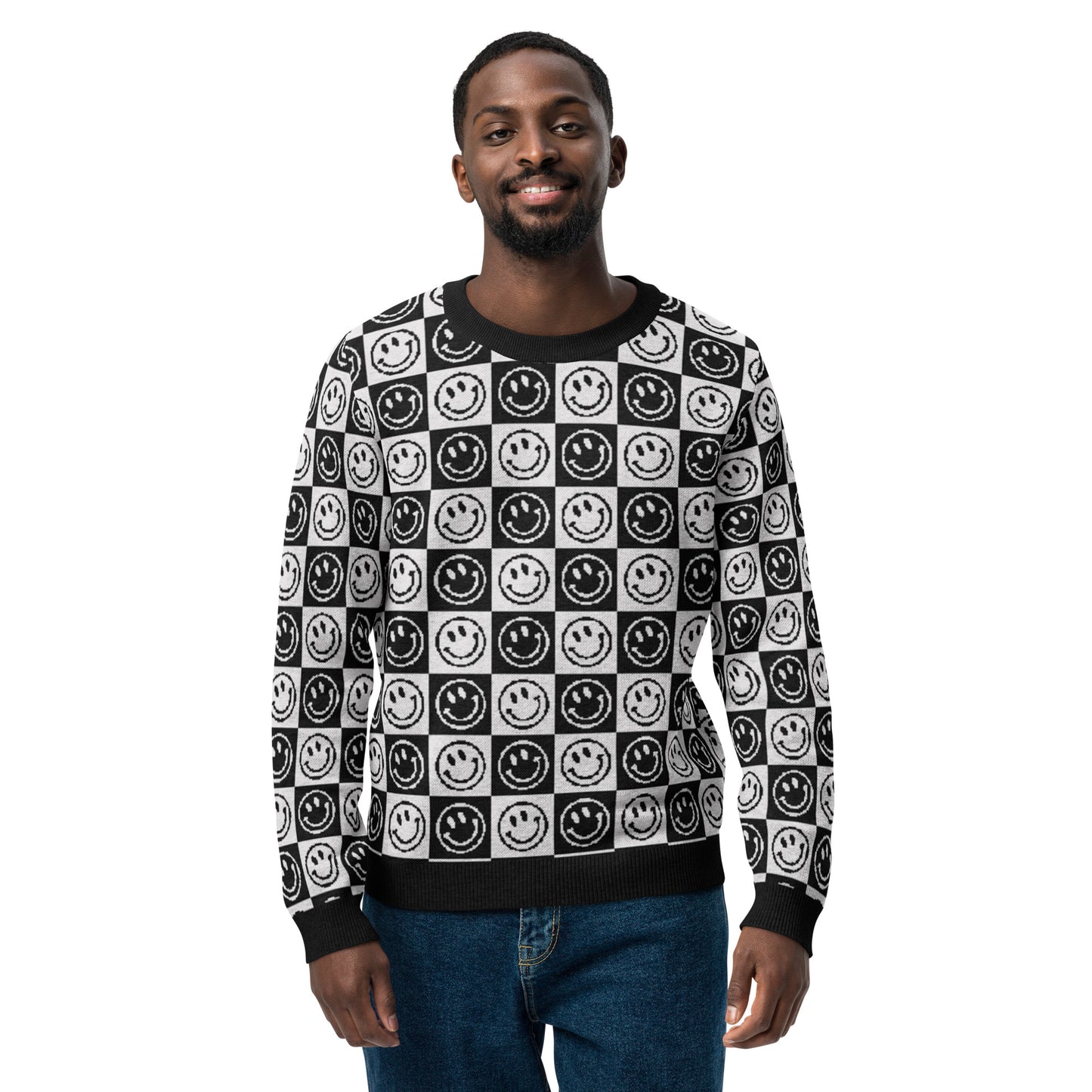 B&W Checker Smiles Knitted Sweater