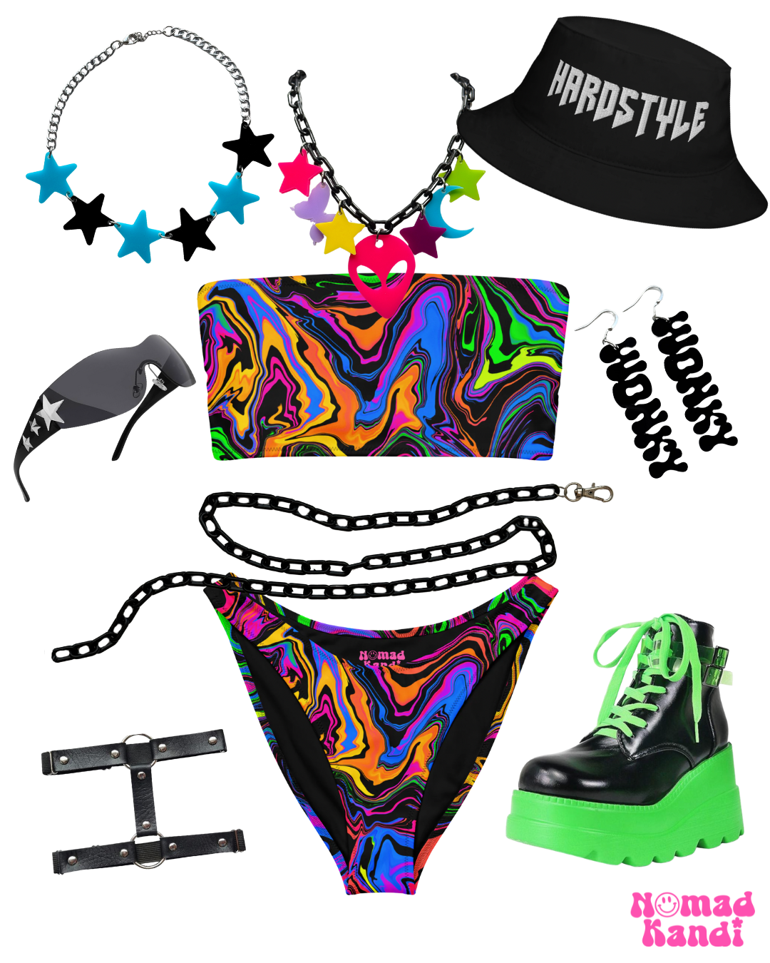 Dark Rainbow V-Cut Bikini Bottom