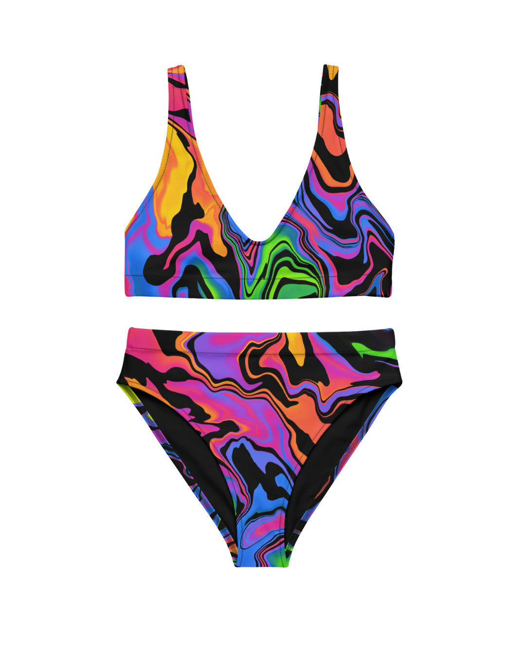 Dark Rainbow Swim Bundle (Top + High Waist Bottoms)