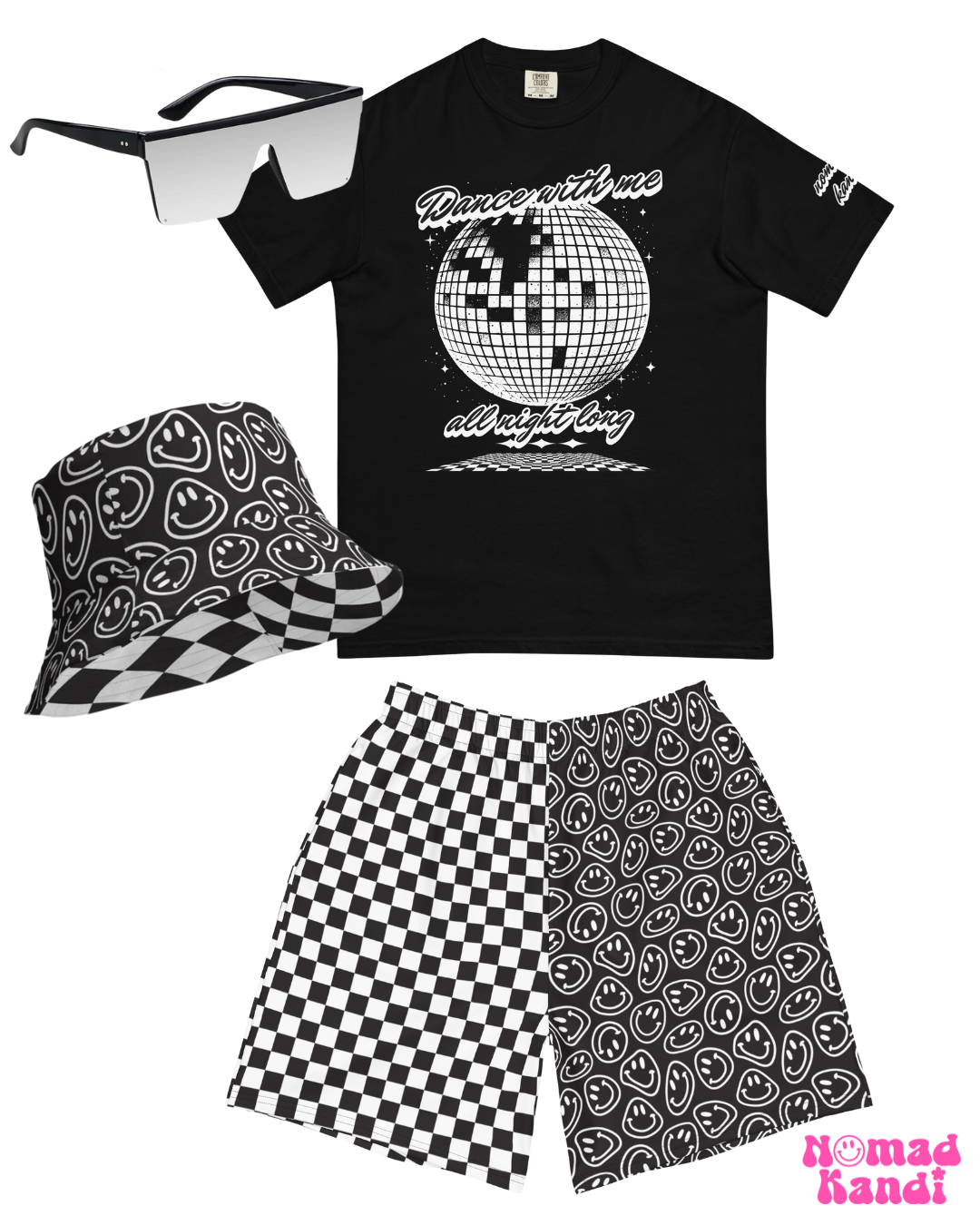 B&W Smiles Checkered Men's Athletic Shorts