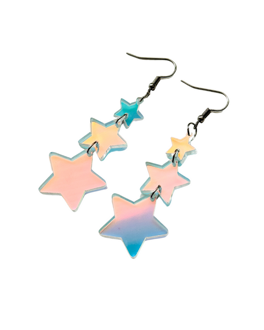 Iridescent Star Stack Earrings