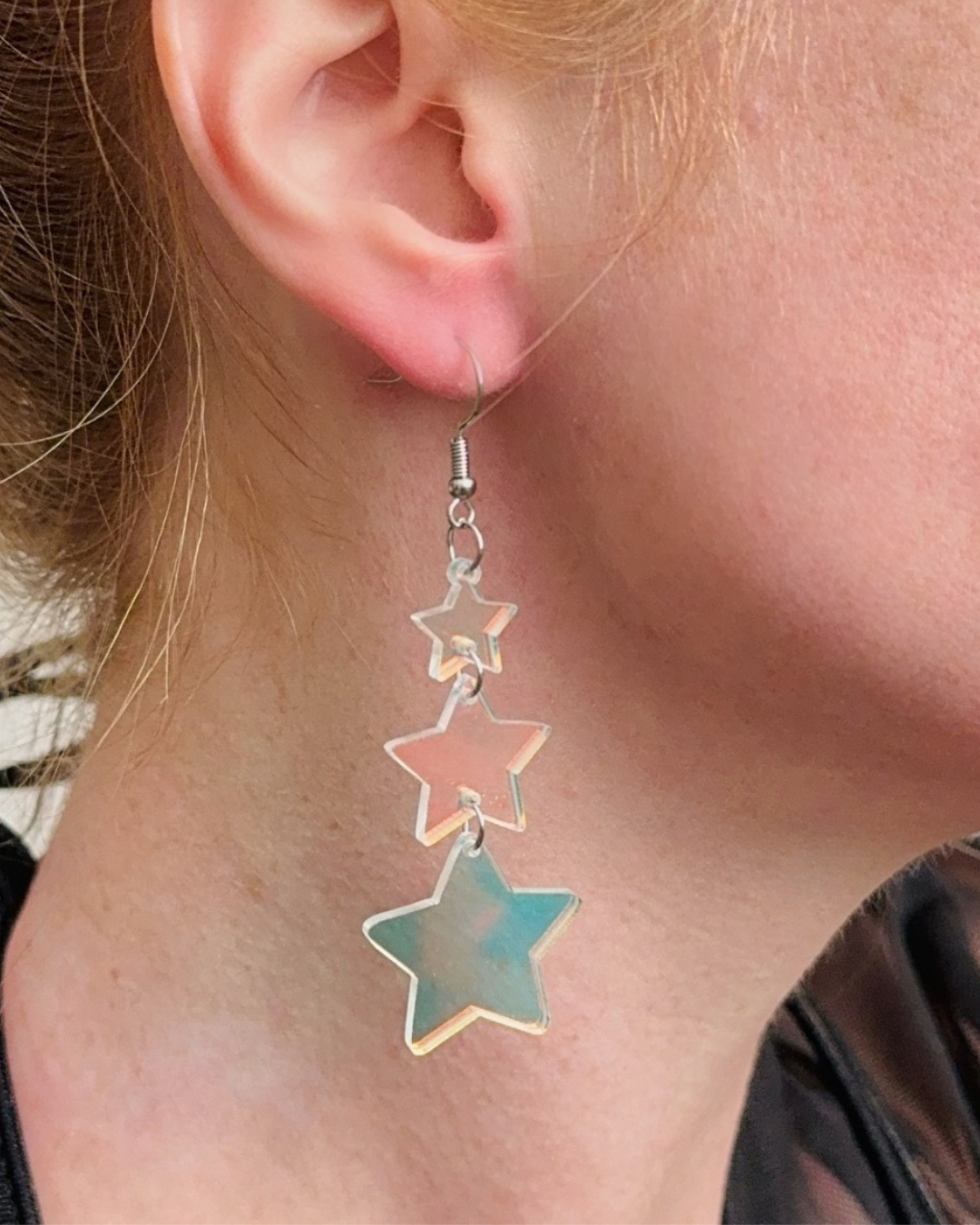 Iridescent Star Stack Earrings