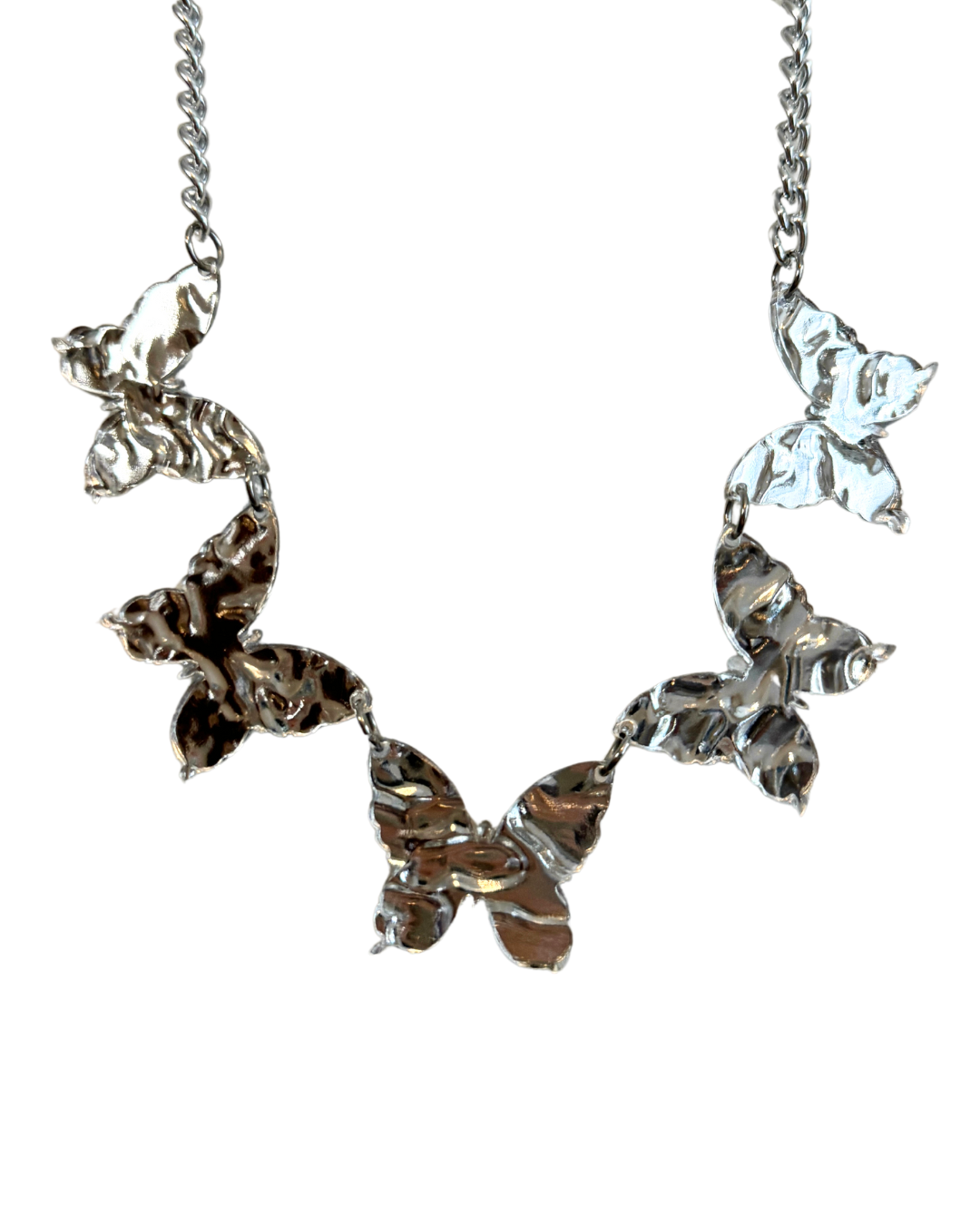 Liquid Metallic Mirror Butterfly Necklace