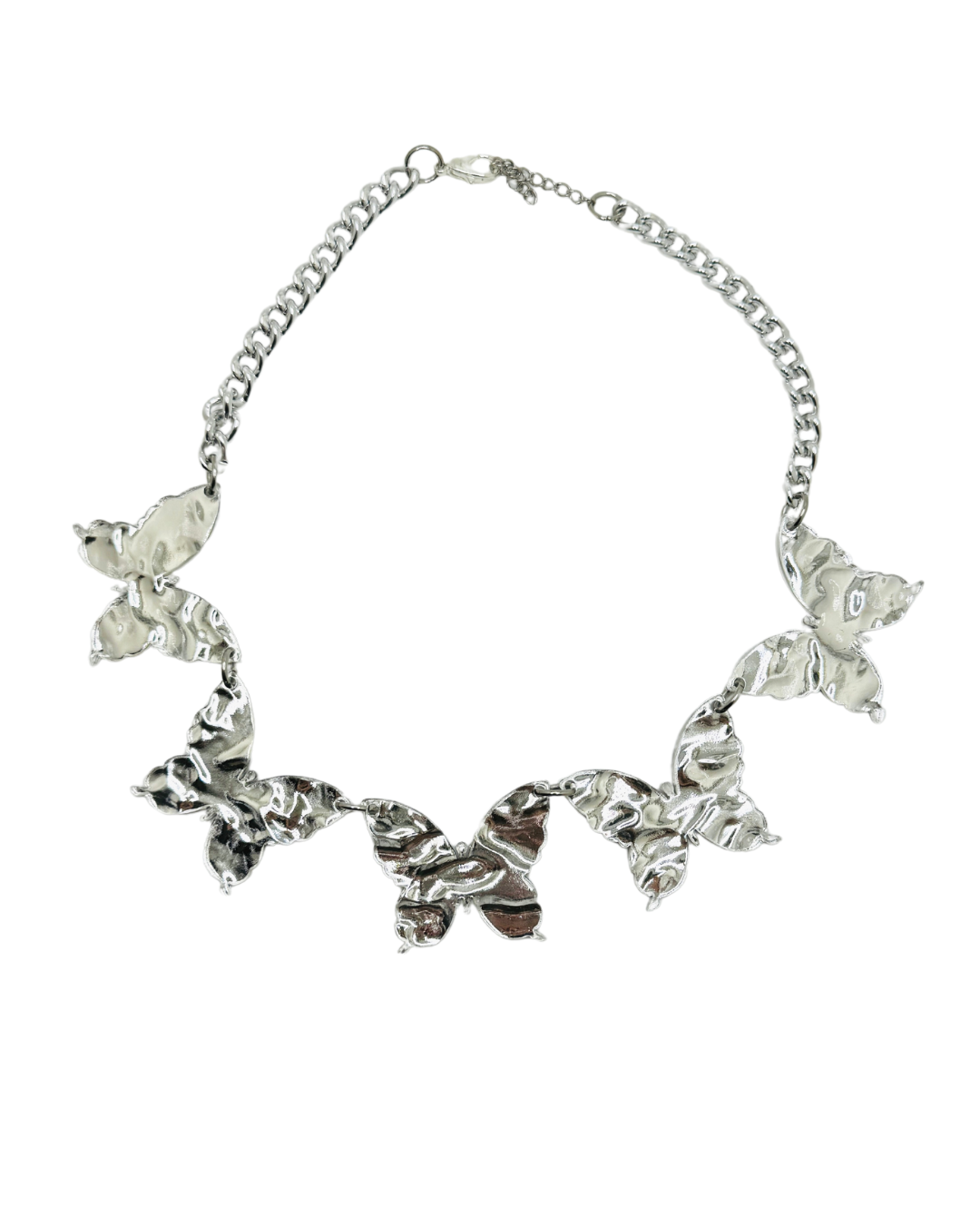 Liquid Metallic Mirror Butterfly Necklace