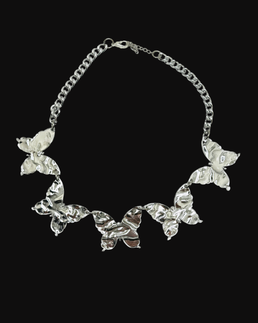 Liquid Metallic Mirror Butterfly Necklace