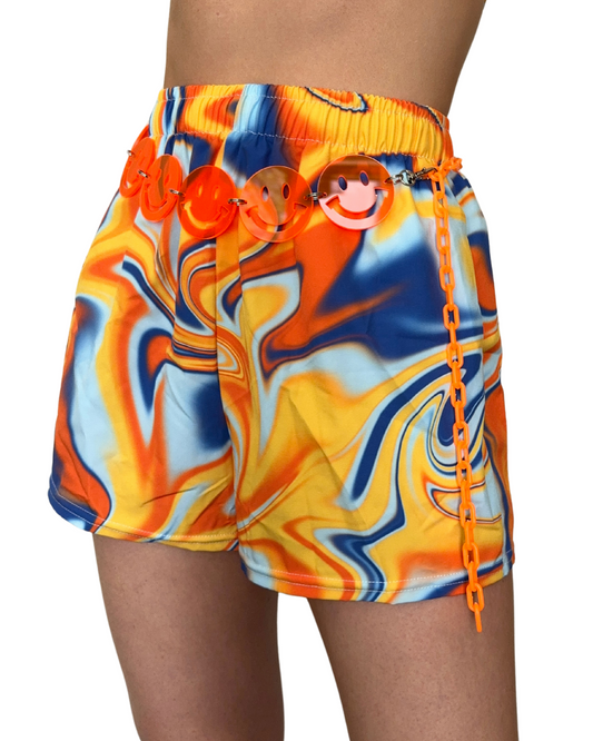 Orange Swirl Women’s Recycled Athletic Shorts