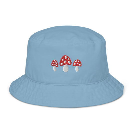 Mushroom Embroidered Organic Bucket Hat