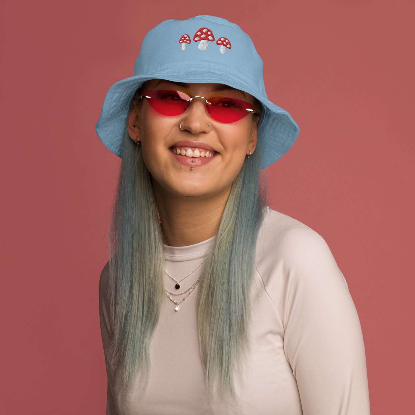 Mushroom Embroidered Organic Bucket Hat