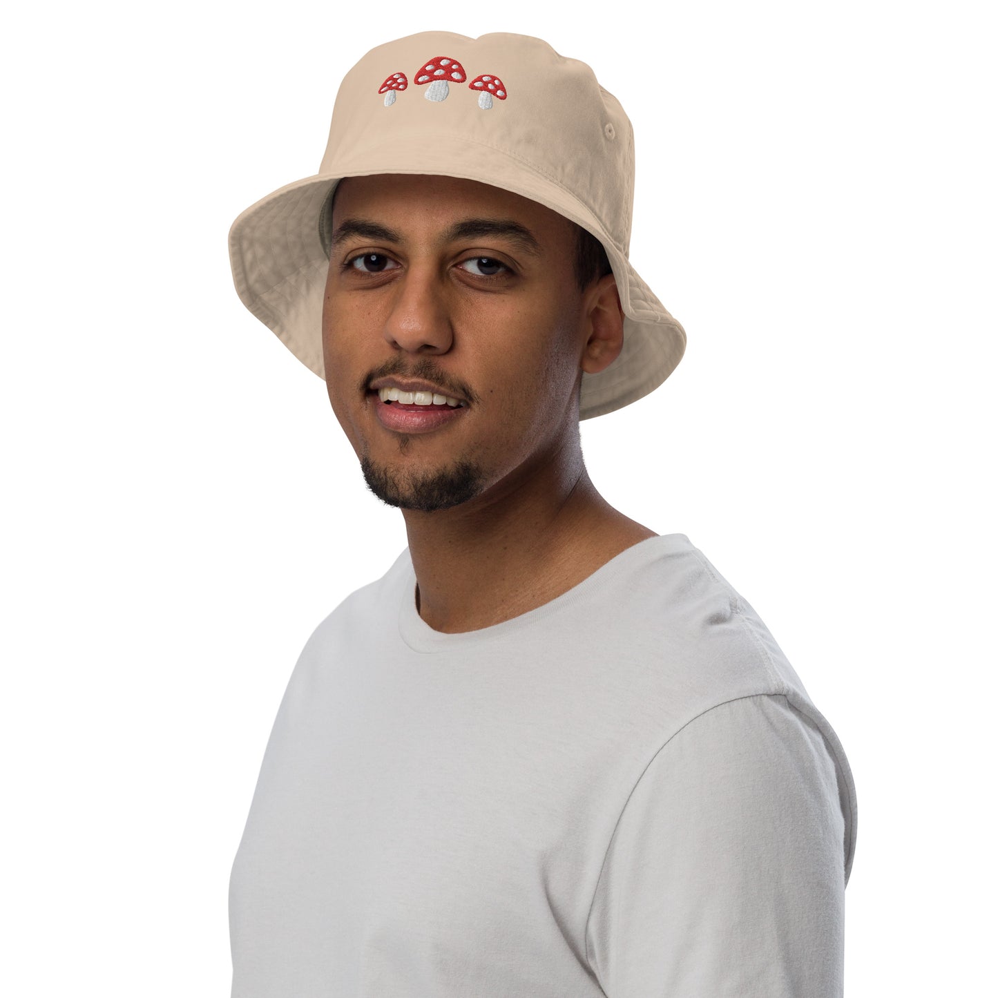 Mushroom Embroidered Organic Bucket Hat