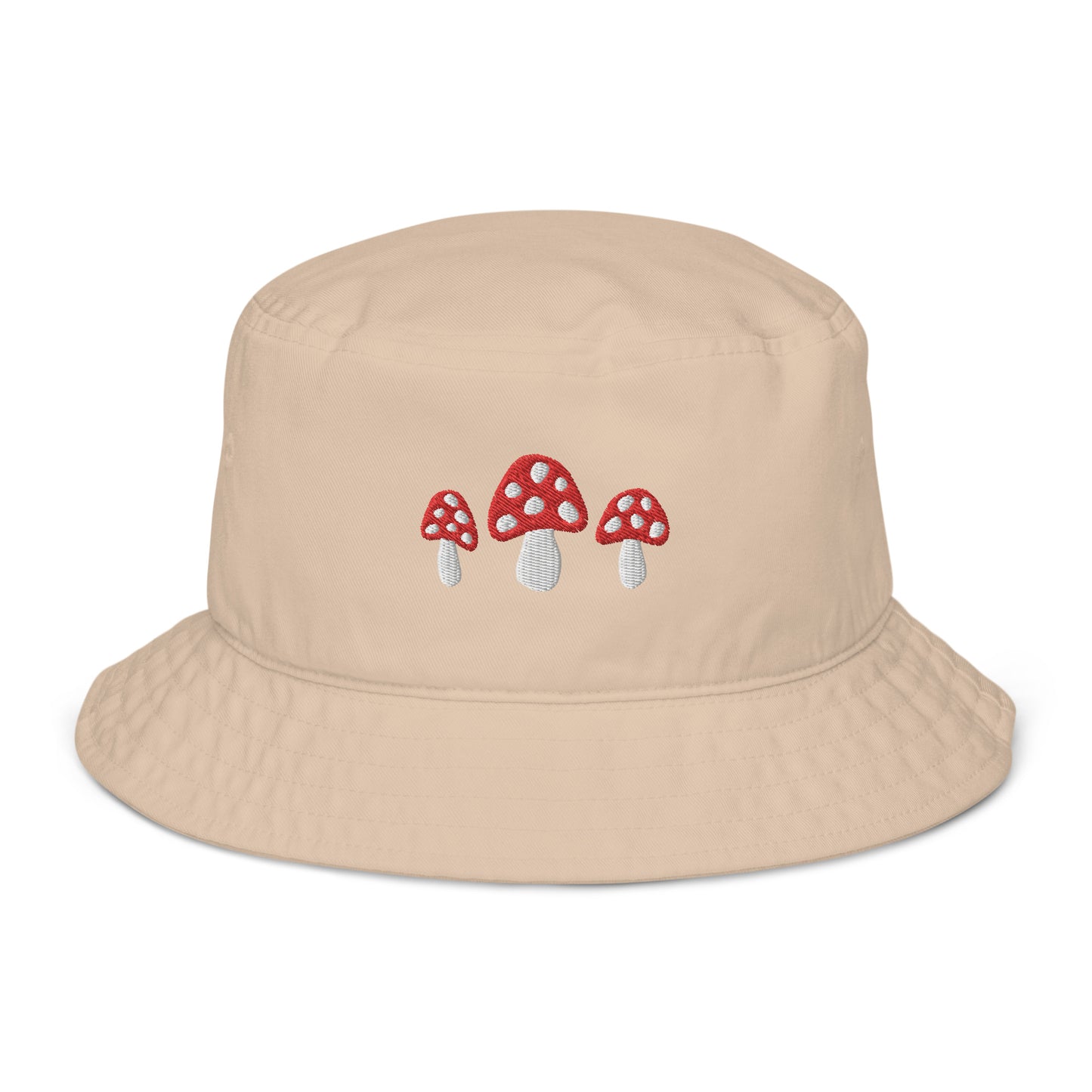 Mushroom Embroidered Organic Bucket Hat