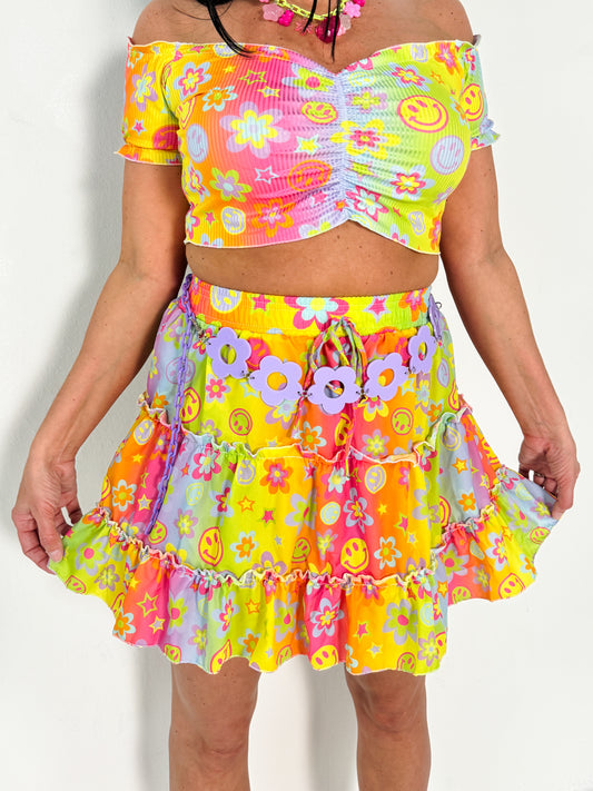 Electric Daze Ruffle Skirt