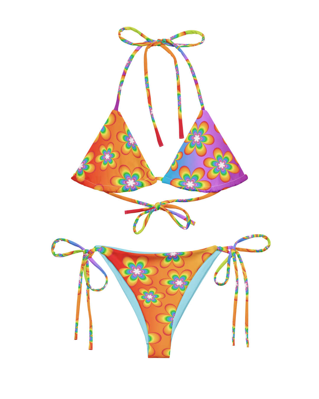 Rainbow Bloom String Bikini Top