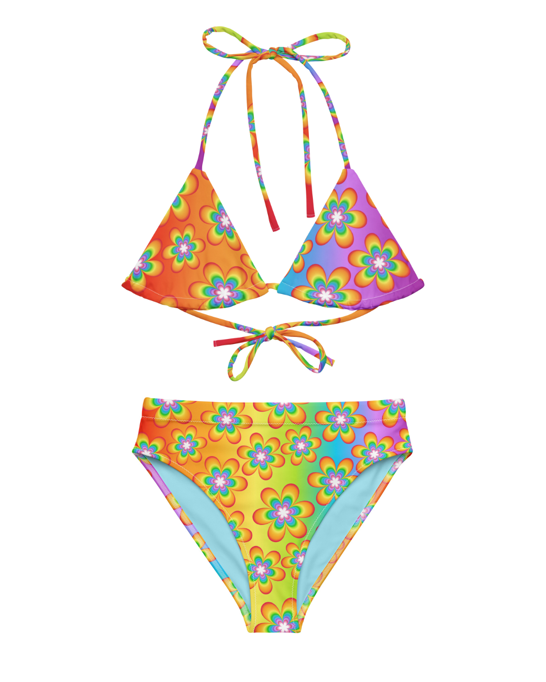 Rainbow Bloom String Bikini Top