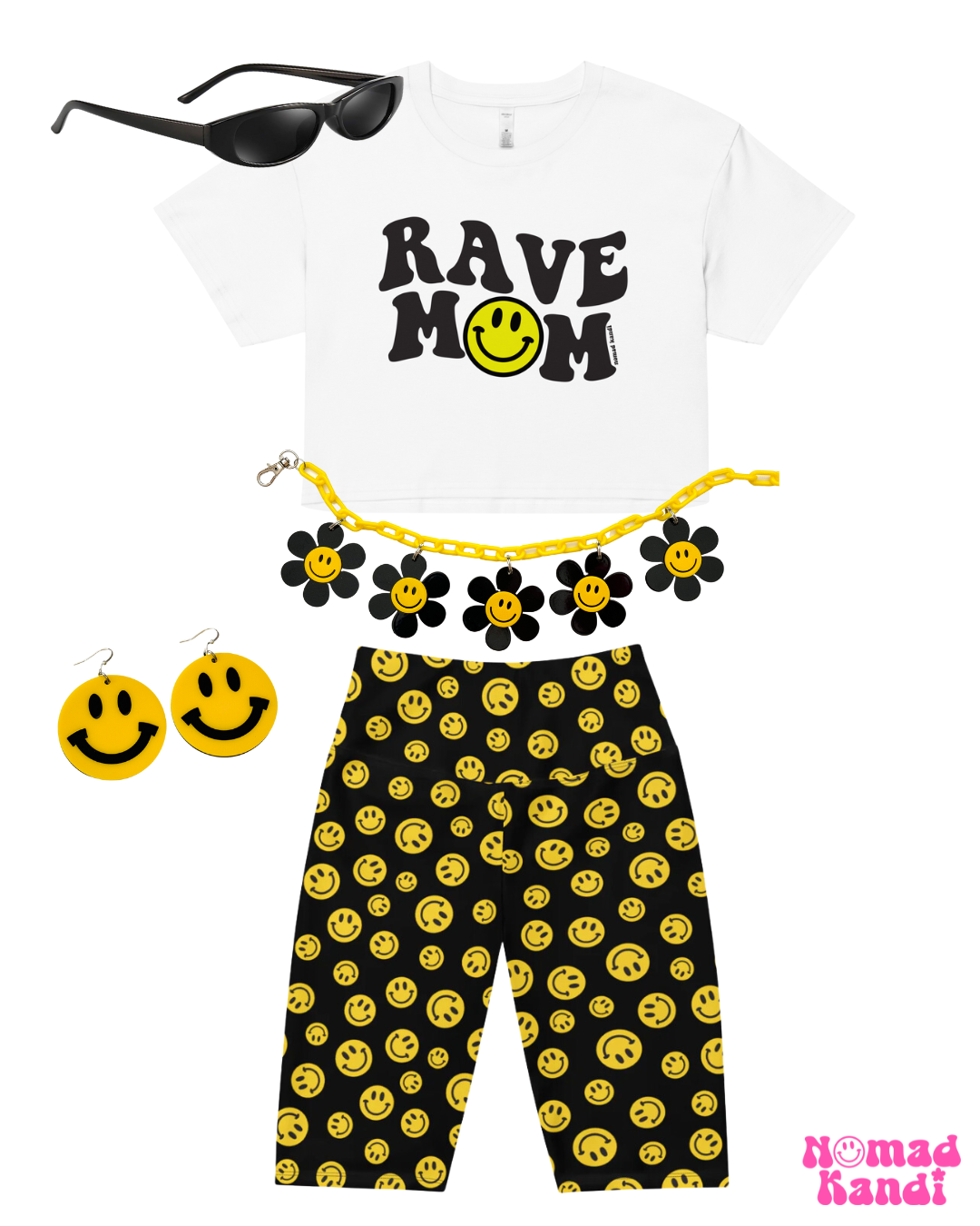 Rave Mom Smiley Crop Top