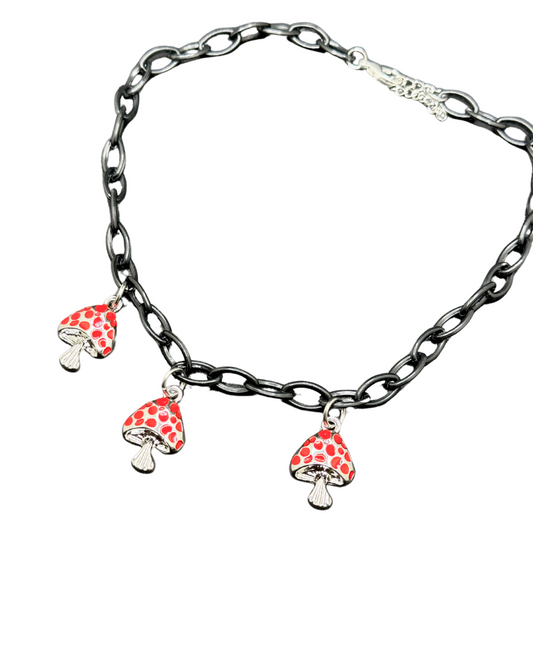 Red Mushroom Charm Choker