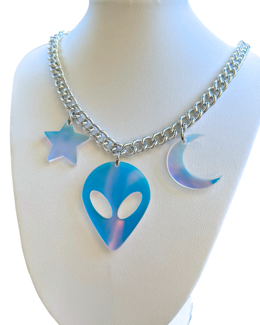 Space Babe Alien Iridescent Necklace