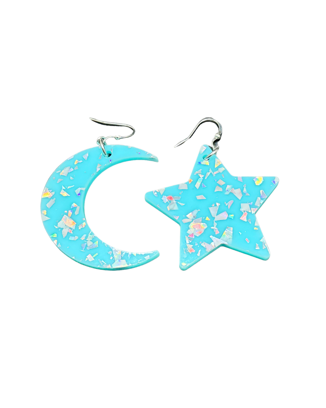 Blue Cosmic Star & Moon Earrings