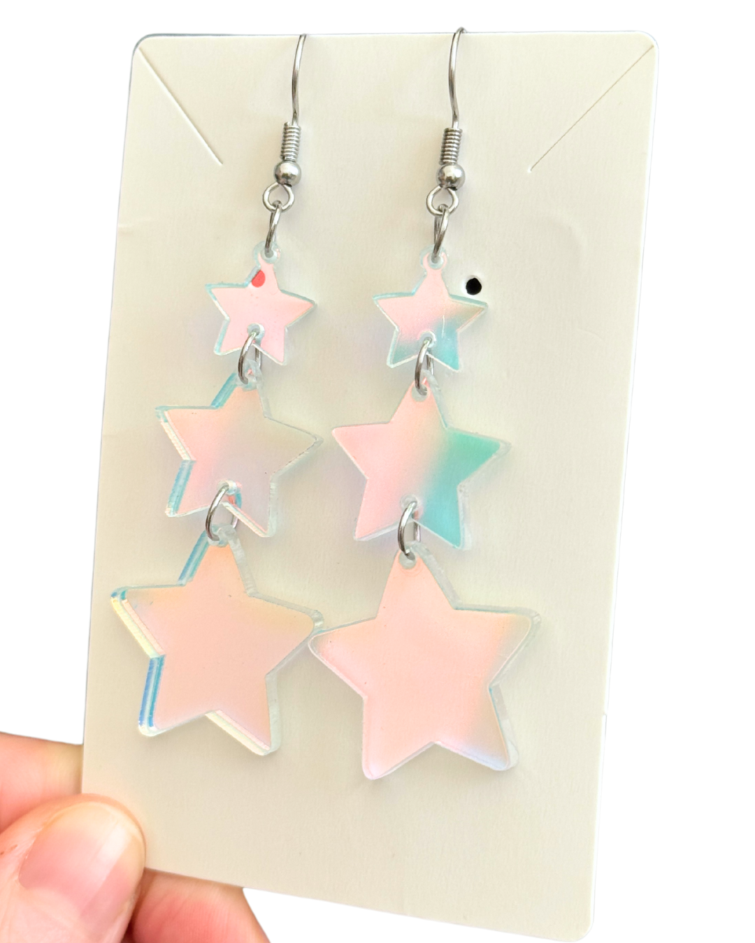 Iridescent Star Stack Earrings