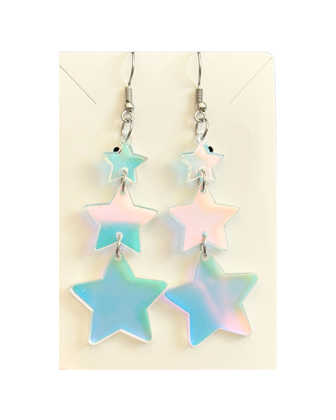 Iridescent Star Stack Earrings