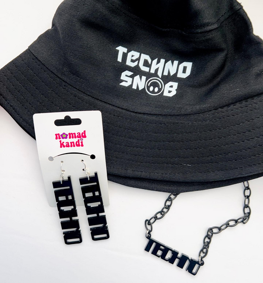 Techno Snob Bundle (Earrings, choker & bucket hat)